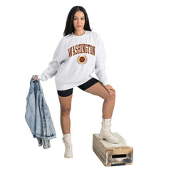 Washington Commanders Gameday Couture Women's Traditional Logo Oversized Premium Fleece Pullover Sweatshirt | NFL Sale