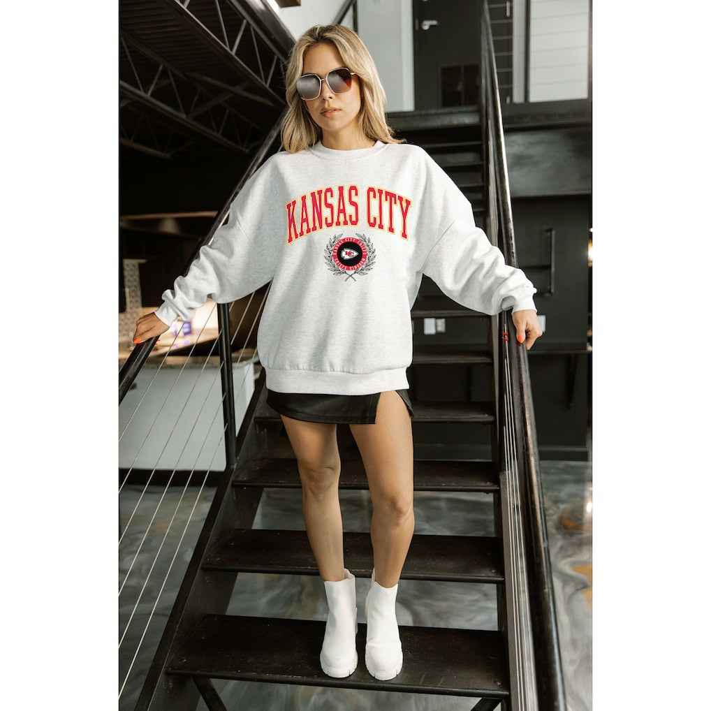 Kansas City Chiefs Gameday Couture Women's Traditional Logo Oversized Premium Fleece Pullover Sweatshirt | NFL Near me