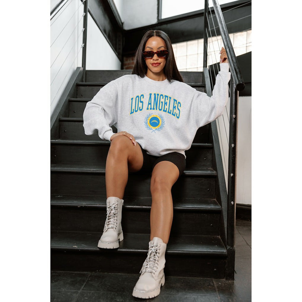 Los Angeles Chargers Gameday Couture Women's Traditional Logo Oversized Premium Fleece Pullover Sweatshirt | NFL Online