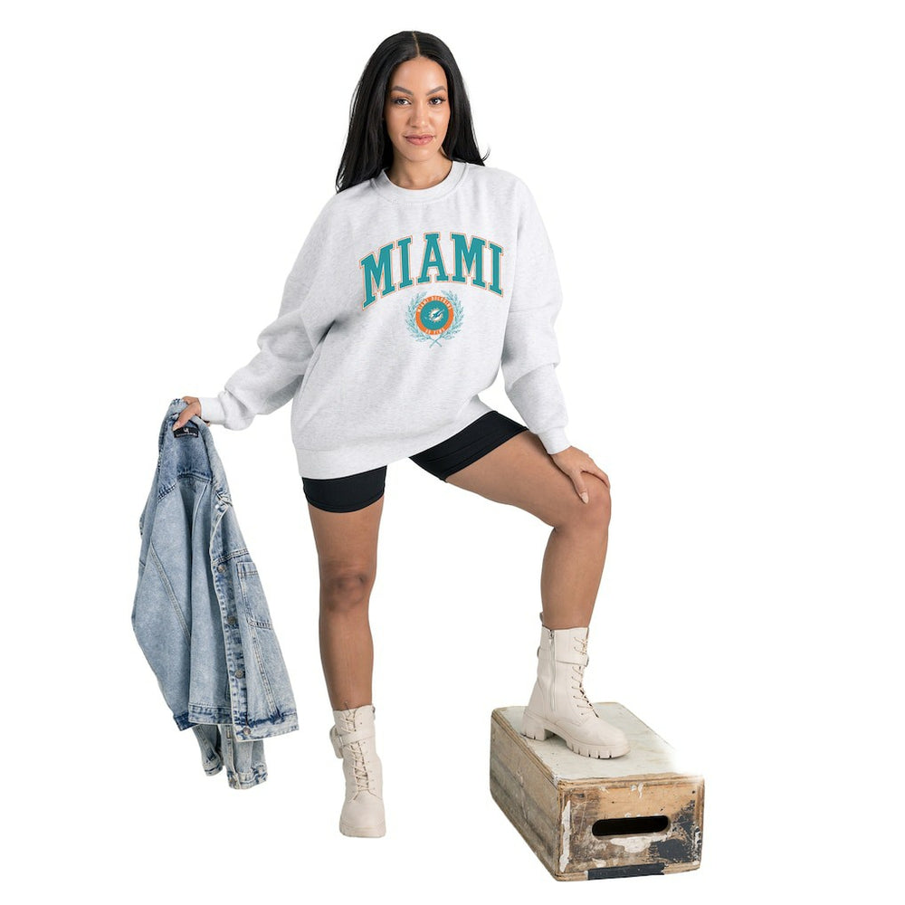 Miami Dolphins Gameday Couture Women's Traditional Logo Oversized Premium Fleece Pullover Sweatshirt | NFL Outlet