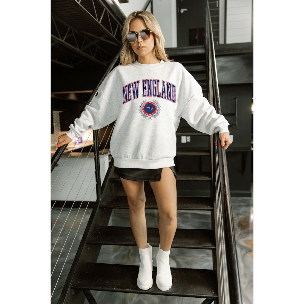 New England Patriots Gameday Couture Women's Traditional Logo Oversized Premium Fleece Pullover Sweatshirt | NFL US