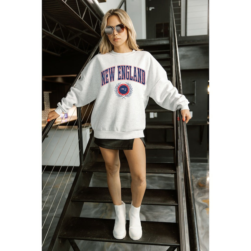 New England Patriots Gameday Couture Women's Traditional Logo Oversized Premium Fleece Pullover Sweatshirt | NFL US