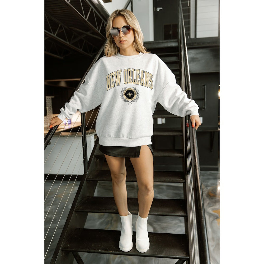New Orleans Saints Gameday Couture Women's Traditional Logo Oversized Premium Fleece Pullover Sweatshirt | NFL US