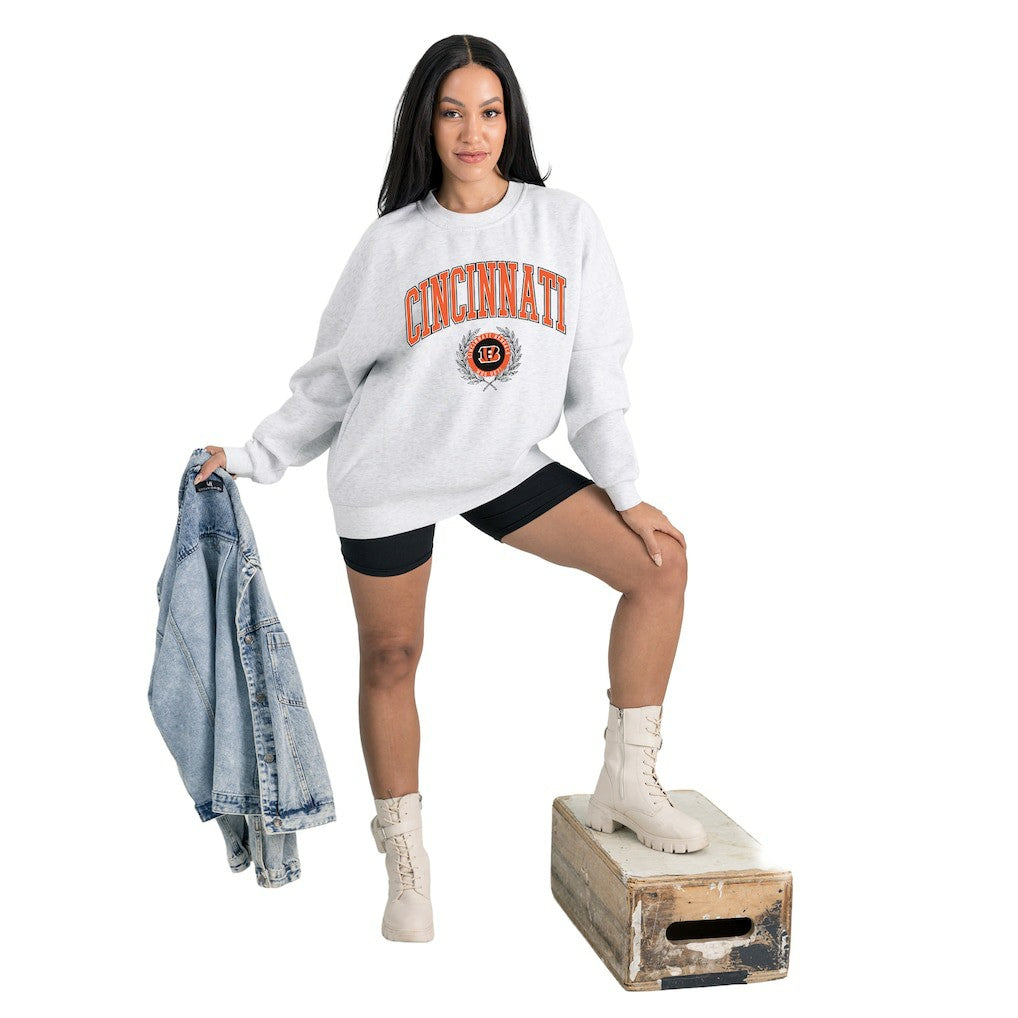 Cincinnati Bengals Gameday Couture Women's Traditional Logo Oversized Premium Fleece Pullover Sweatshirt | NFL Discount