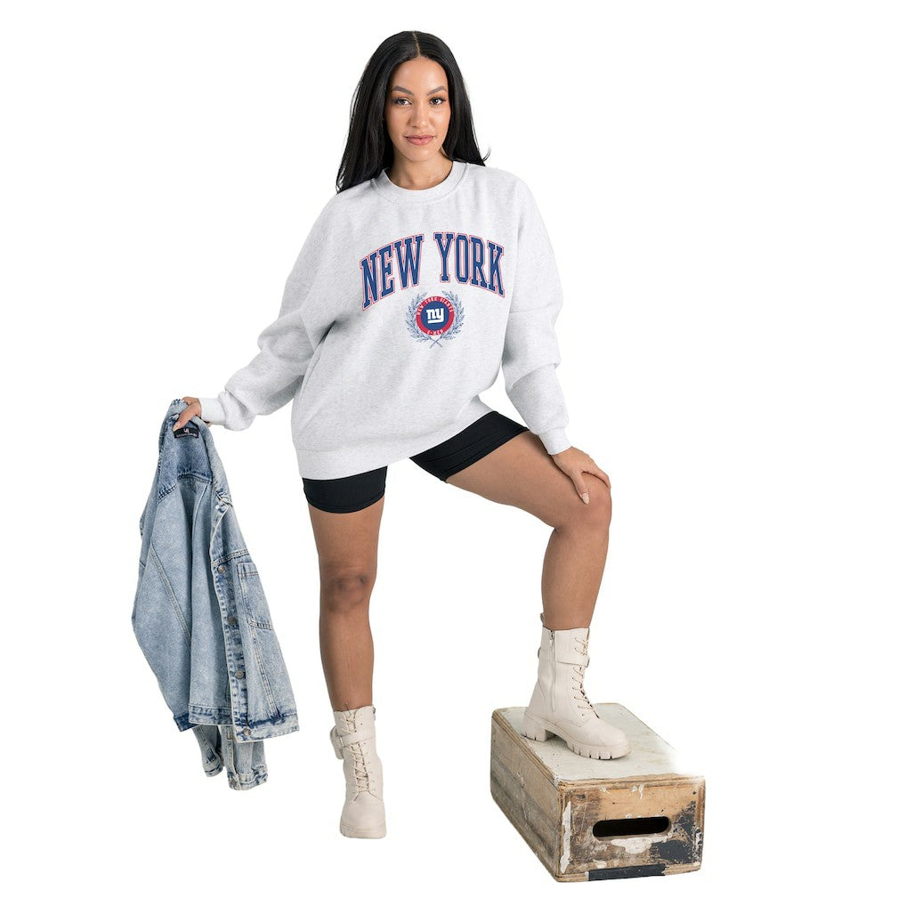 New York Giants Gameday Couture Women's Traditional Logo Oversized Premium Fleece Pullover Sweatshirt | NFL US