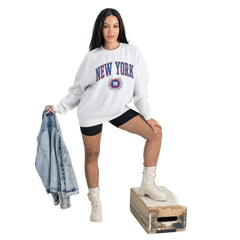 New York Giants Gameday Couture Women's Traditional Logo Oversized Premium Fleece Pullover Sweatshirt | NFL US