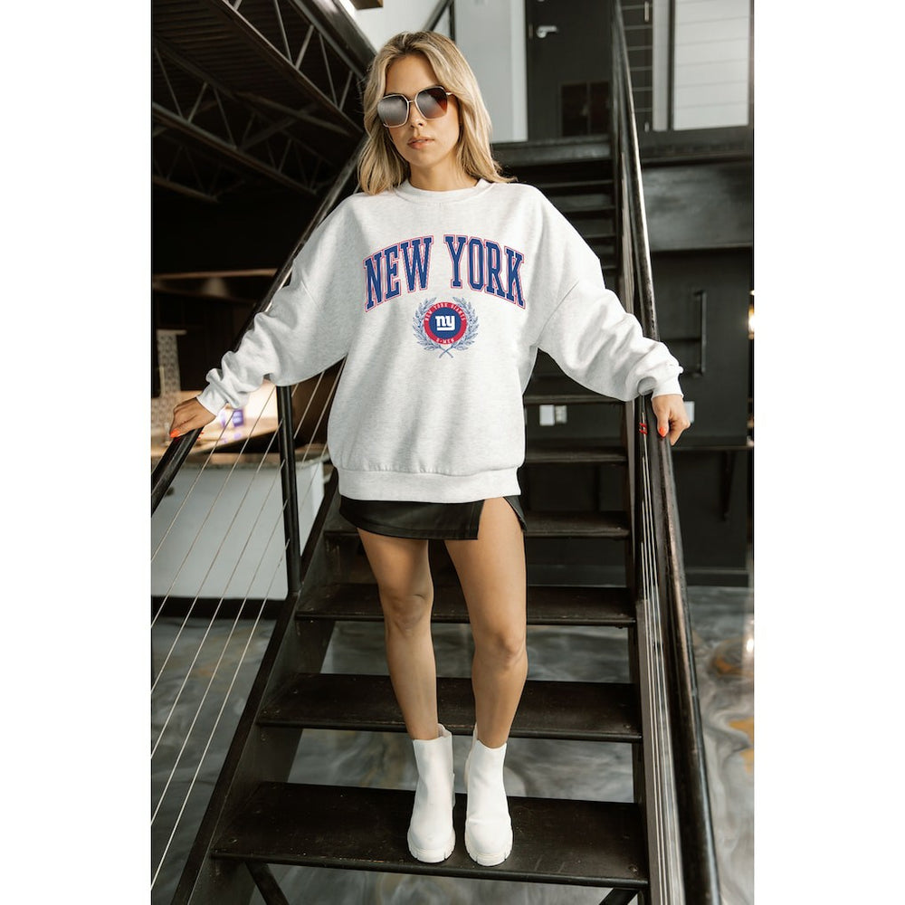 New York Giants Gameday Couture Women's Traditional Logo Oversized Premium Fleece Pullover Sweatshirt | NFL US