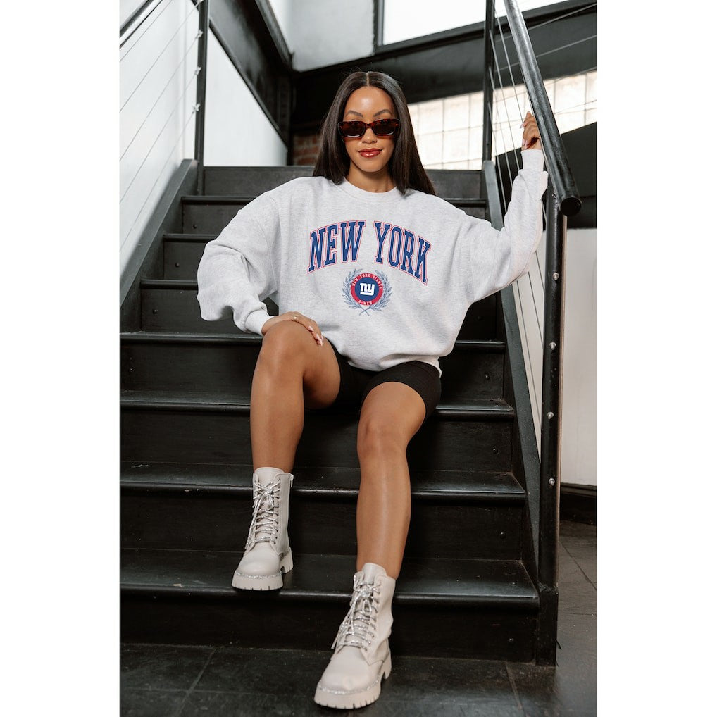New York Giants Gameday Couture Women's Traditional Logo Oversized Premium Fleece Pullover Sweatshirt | NFL US