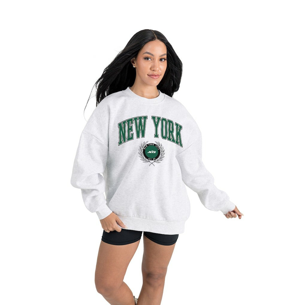 New York Jets Gameday Couture Women's Traditional Logo Oversized Premium Fleece Pullover Sweatshirt | NFL Hot