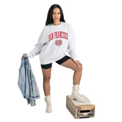 San Francisco 49ers Gameday Couture Women's Traditional Logo Oversized Premium Fleece Pullover Sweatshirt | NFL US