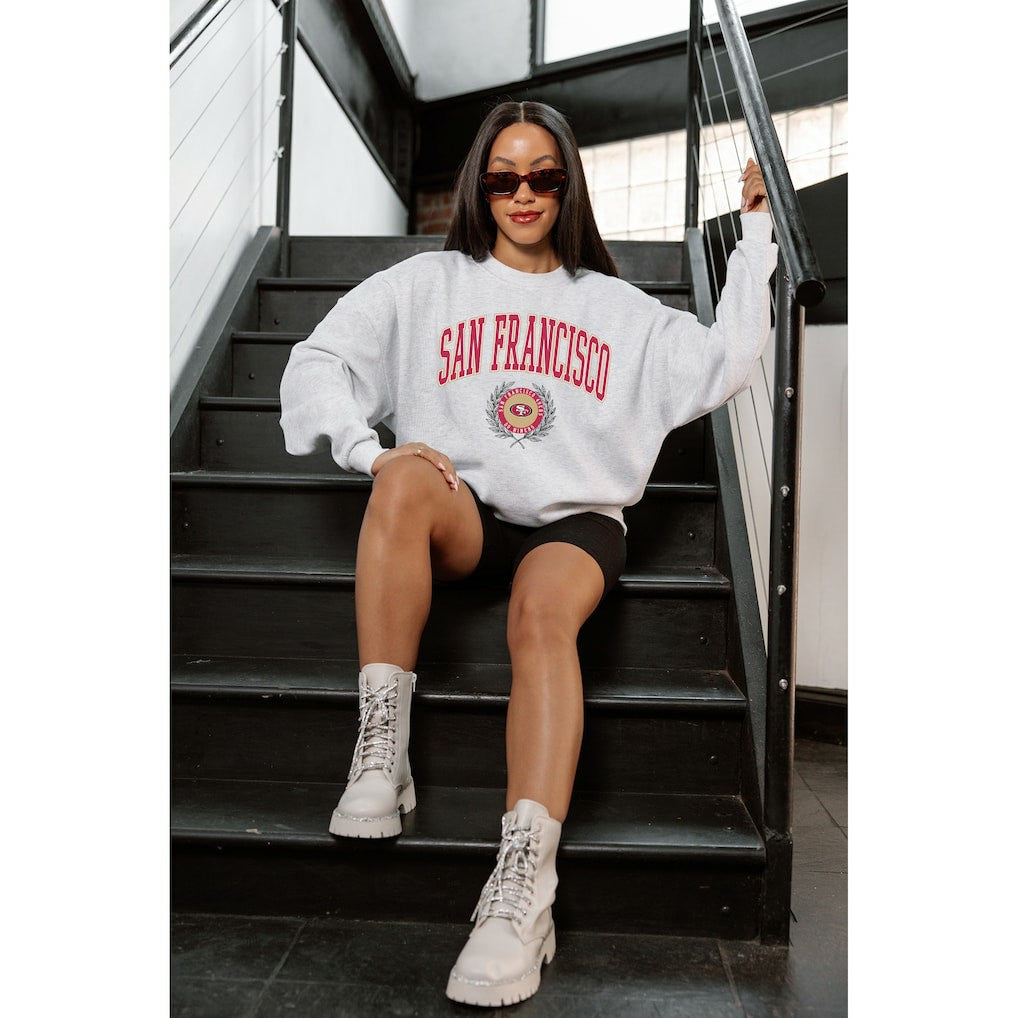 San Francisco 49ers Gameday Couture Women's Traditional Logo Oversized Premium Fleece Pullover Sweatshirt | NFL US