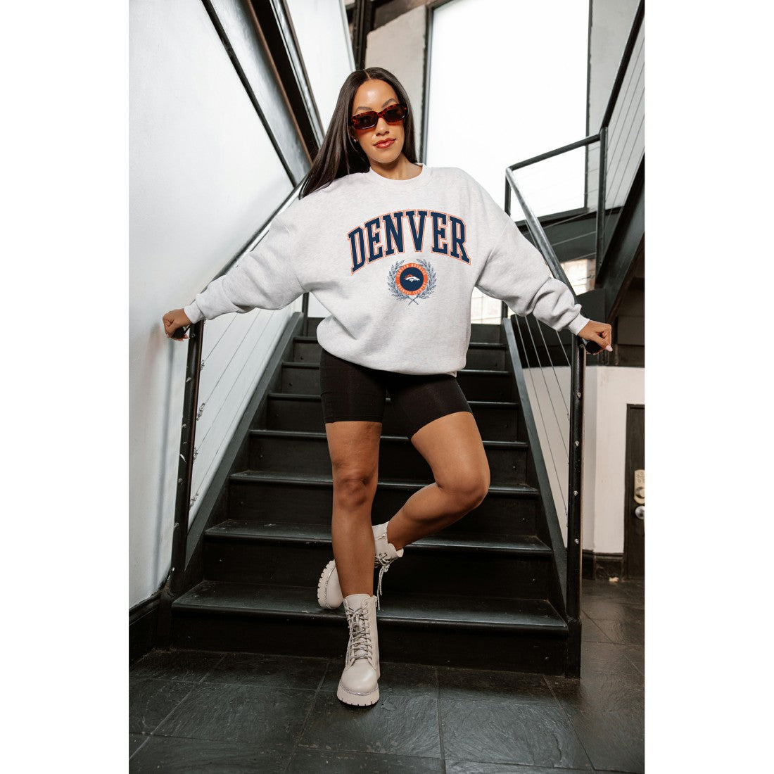Denver Broncos Gameday Couture Women's Traditional Logo Oversized Premium Fleece Pullover Sweatshirt | NFL Near me