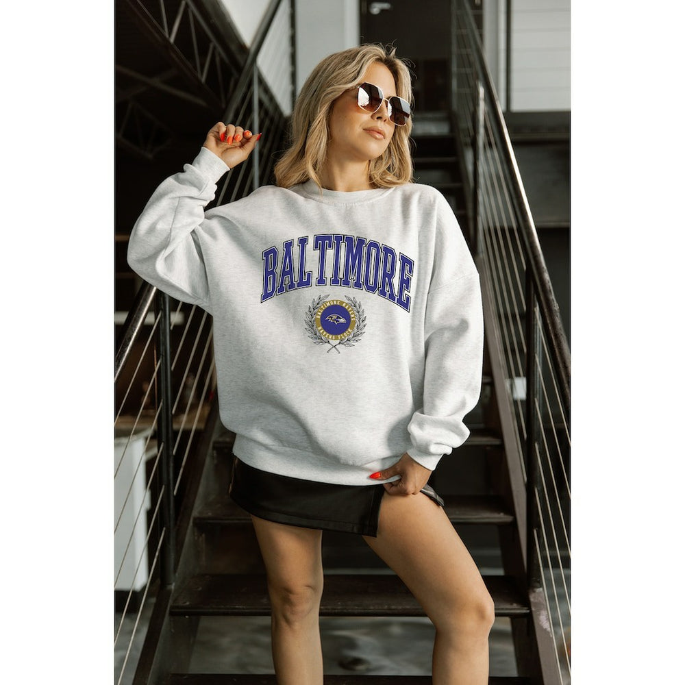 Baltimore Ravens Gameday Couture Women's Traditional Logo Oversized Premium Fleece Pullover Sweatshirt | NFL On sale