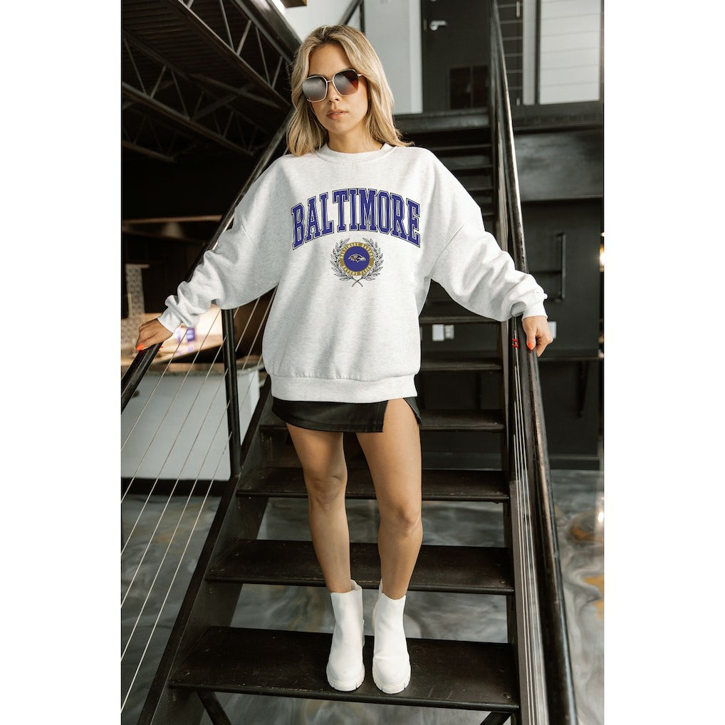 Baltimore Ravens Gameday Couture Women's Traditional Logo Oversized Premium Fleece Pullover Sweatshirt | NFL On sale