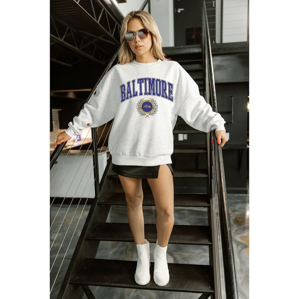 Baltimore Ravens Gameday Couture Women's Traditional Logo Oversized Premium Fleece Pullover Sweatshirt | NFL On sale