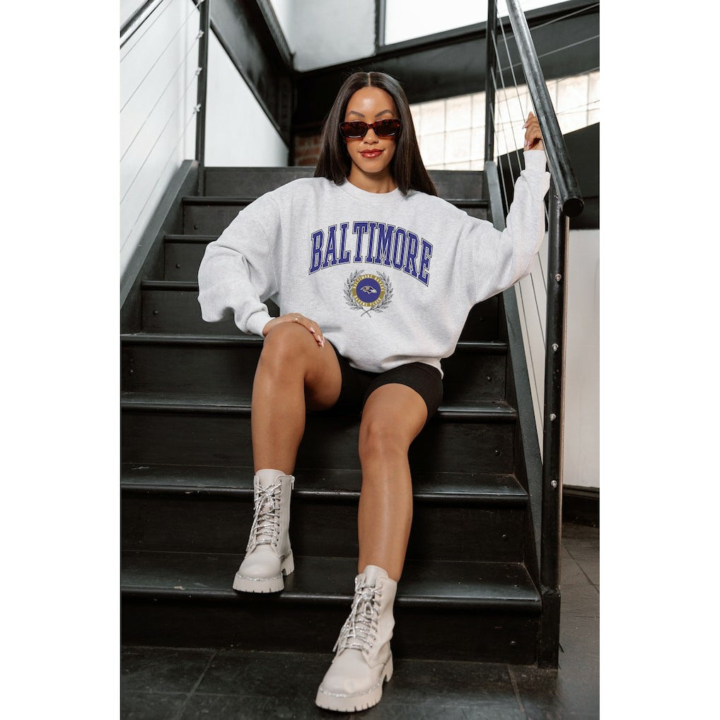 Baltimore Ravens Gameday Couture Women's Traditional Logo Oversized Premium Fleece Pullover Sweatshirt | NFL On sale