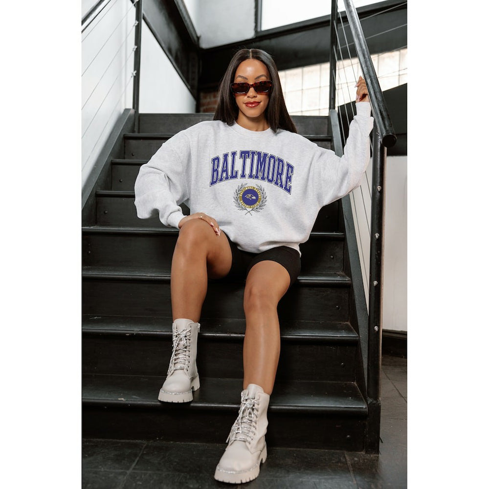 Baltimore Ravens Gameday Couture Women's Traditional Logo Oversized Premium Fleece Pullover Sweatshirt | NFL On sale
