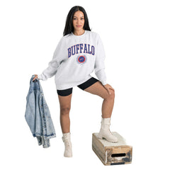 Buffalo Bills Gameday Couture Women's Traditional Logo Oversized Premium Fleece Pullover Sweatshirt | NFL Hot