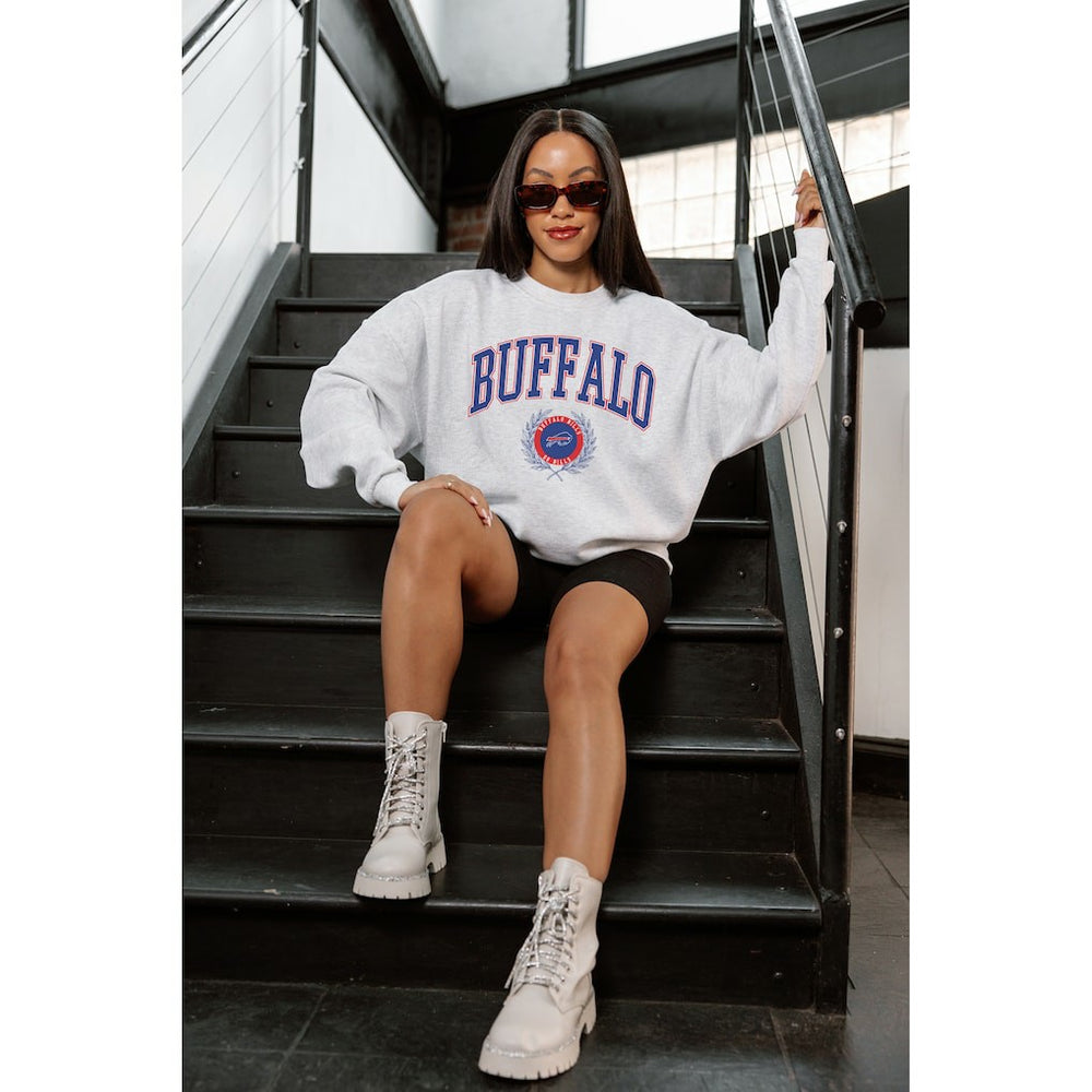 Buffalo Bills Gameday Couture Women's Traditional Logo Oversized Premium Fleece Pullover Sweatshirt | NFL Hot