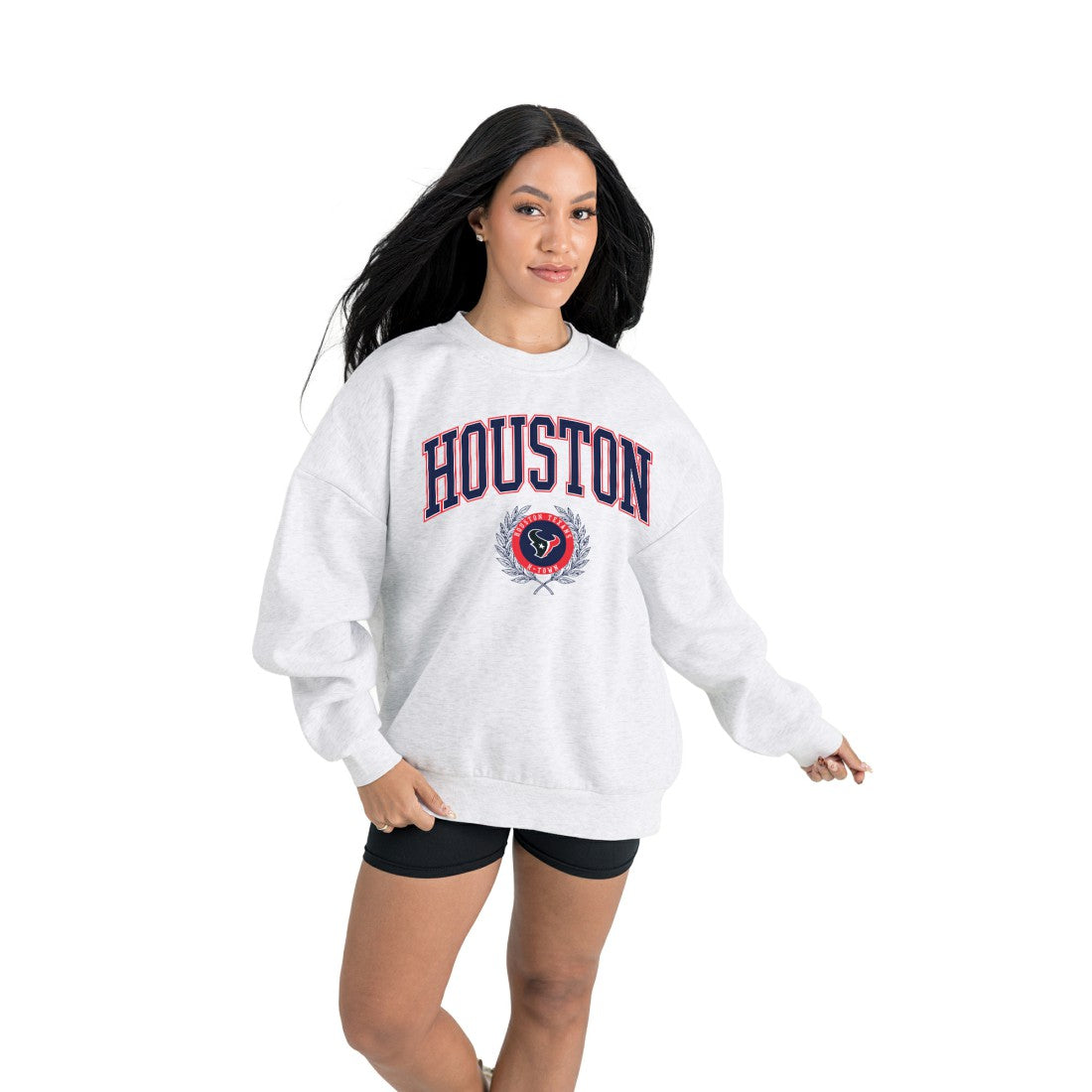 Houston Texans Gameday Couture Women's Traditional Logo Oversized Premium Fleece Pullover Sweatshirt | NFL New