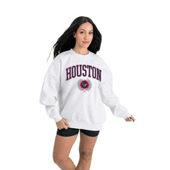 Houston Texans Gameday Couture Women's Traditional Logo Oversized Premium Fleece Pullover Sweatshirt | NFL New