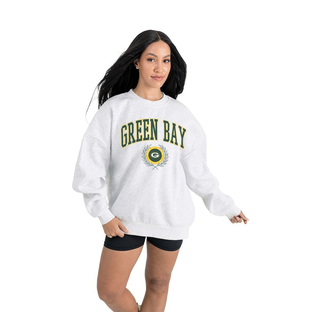 Green Bay Packers Gameday Couture Women's Traditional Logo Oversized Premium Fleece Pullover Sweatshirt | NFL US