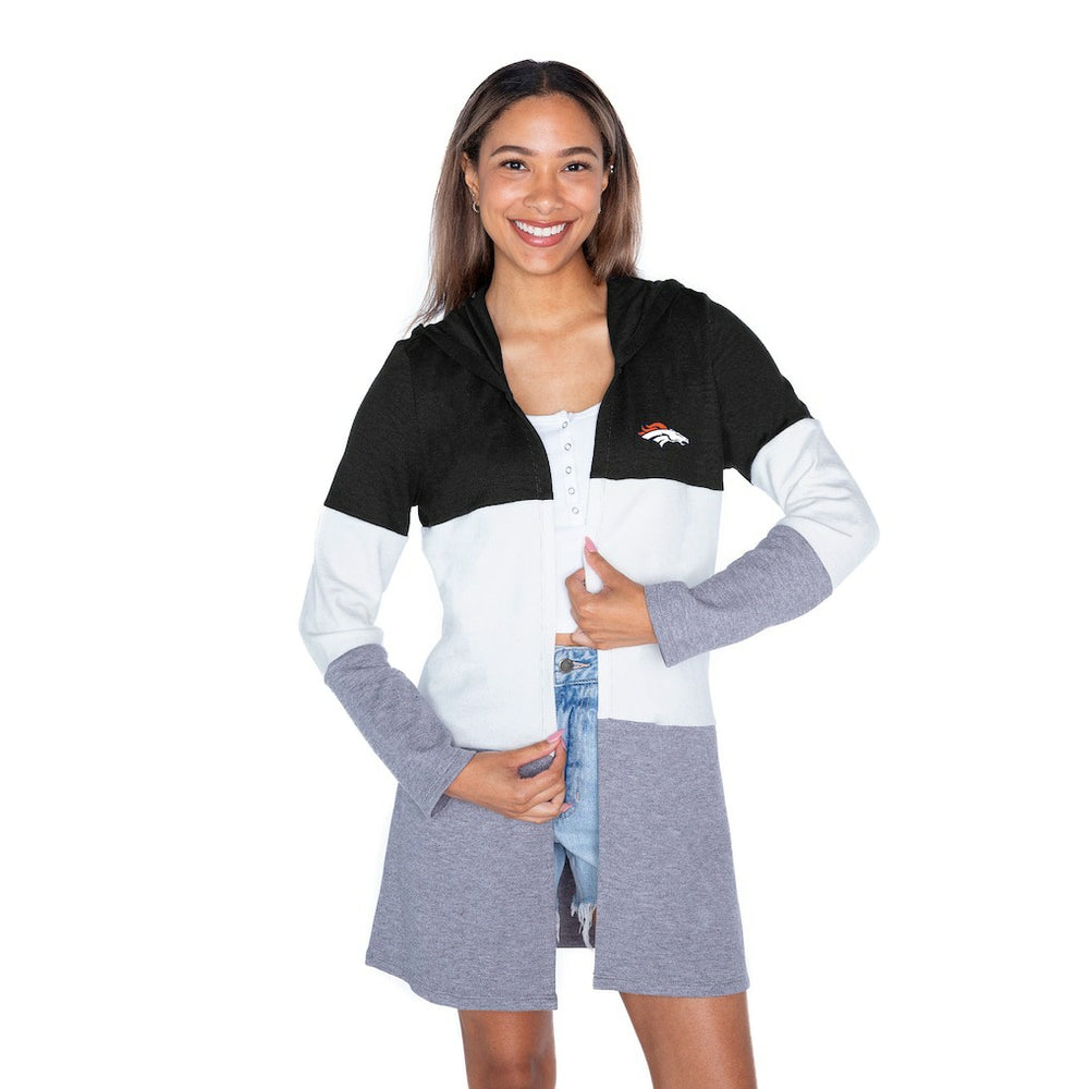 Denver Broncos Gameday Couture Women's Tri-Blend Color Block Lightweight Cardigan Hoodie | NFL Sale