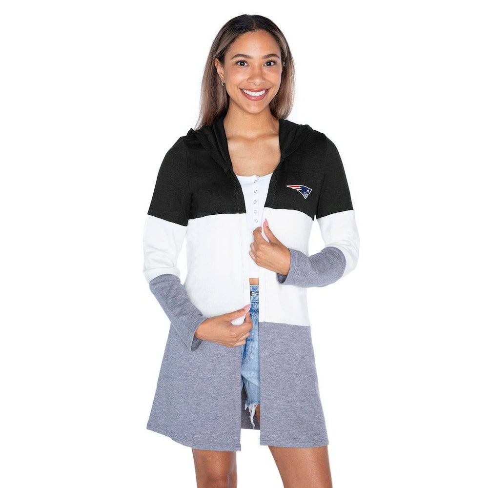 New England Patriots Gameday Couture Women's Tri-Blend Color Block Lightweight Cardigan Hoodie | NFL Online
