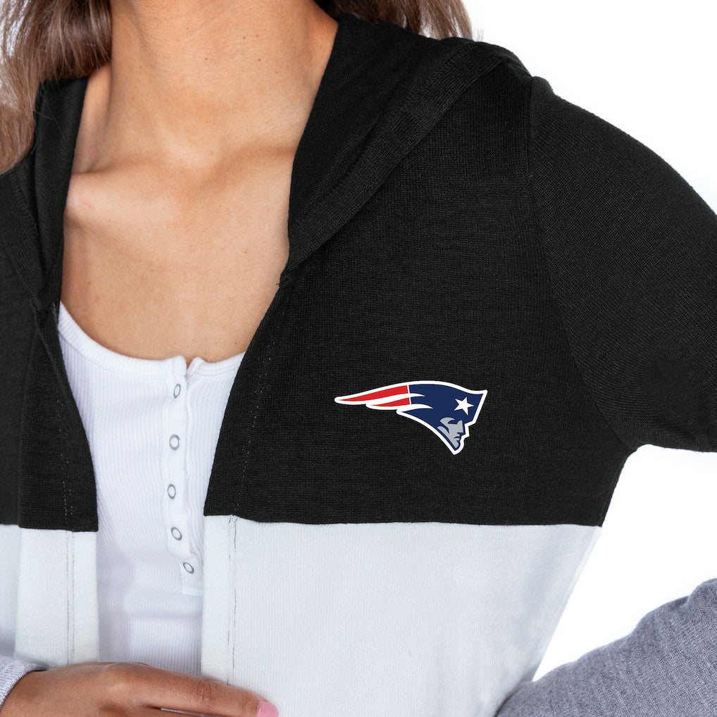 New England Patriots Gameday Couture Women's Tri-Blend Color Block Lightweight Cardigan Hoodie | NFL Online