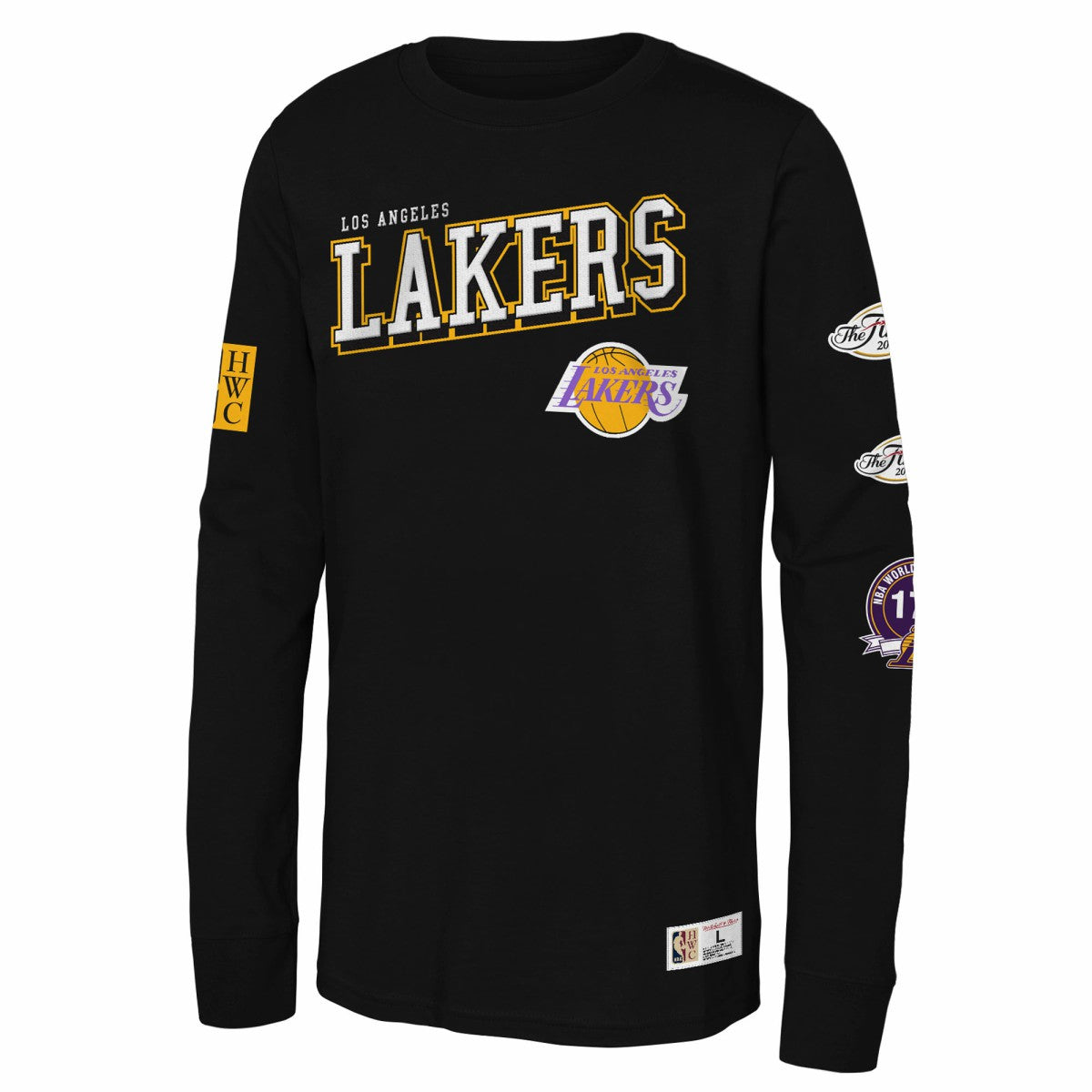 Black Los Angeles Lakers Youth Hardwood Classics Training Camp Long Sleeve T-Shirt | NBA