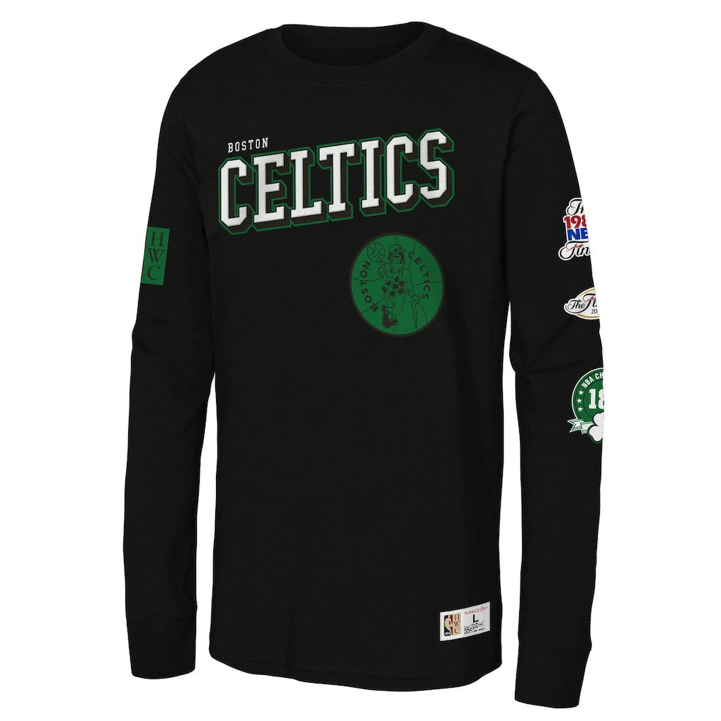 Black Boston Celtics Youth Hardwood Classics Training Camp Long Sleeve T-Shirt | NBA