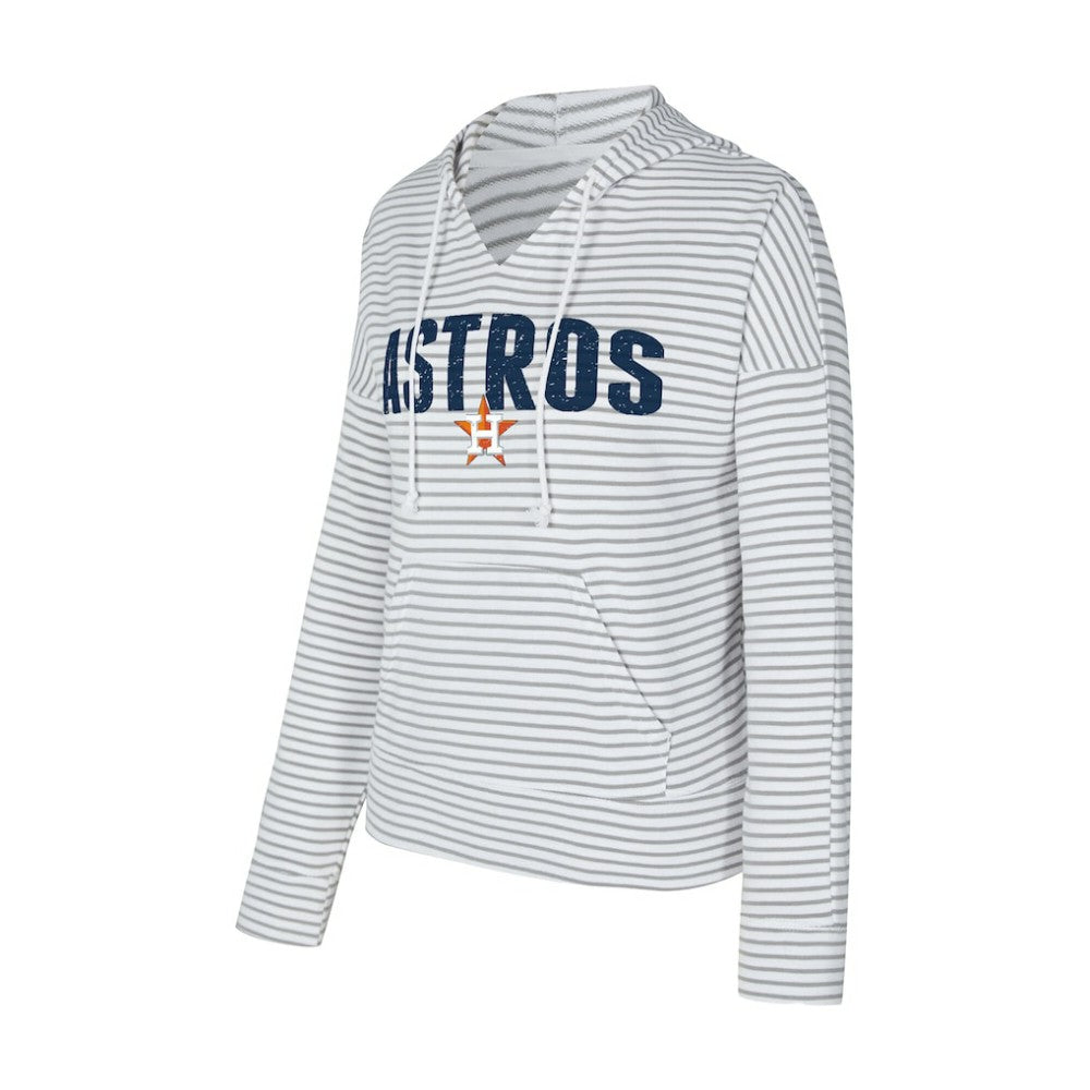 Houston Astros Concepts Sport Women's Liftoff Striped V-Neck Hoodie - MLB Hoodies