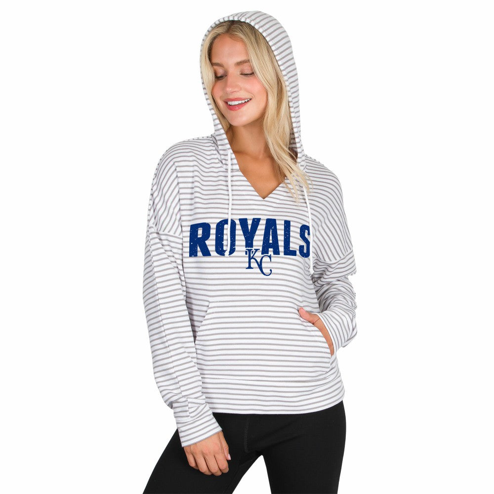 Kansas City Royals Concepts Sport Women's Liftoff Striped V-Neck Hoodie - MLB Hoodies