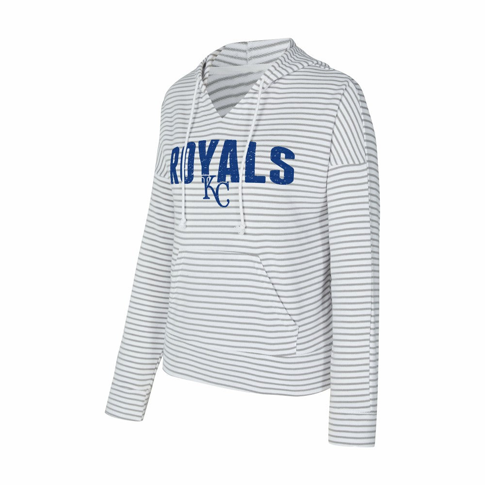 Kansas City Royals Concepts Sport Women's Liftoff Striped V-Neck Hoodie - MLB Hoodies
