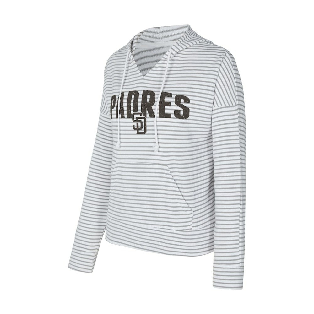 San Diego Padres Concepts Sport Women's Liftoff Striped V-Neck Hoodie - MLB Hoodies