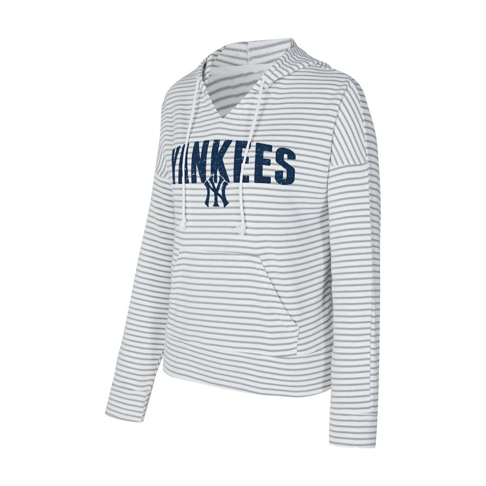 New York Yankees Concepts Sport Women's Liftoff Striped V-Neck Hoodie - MLB Hoodies