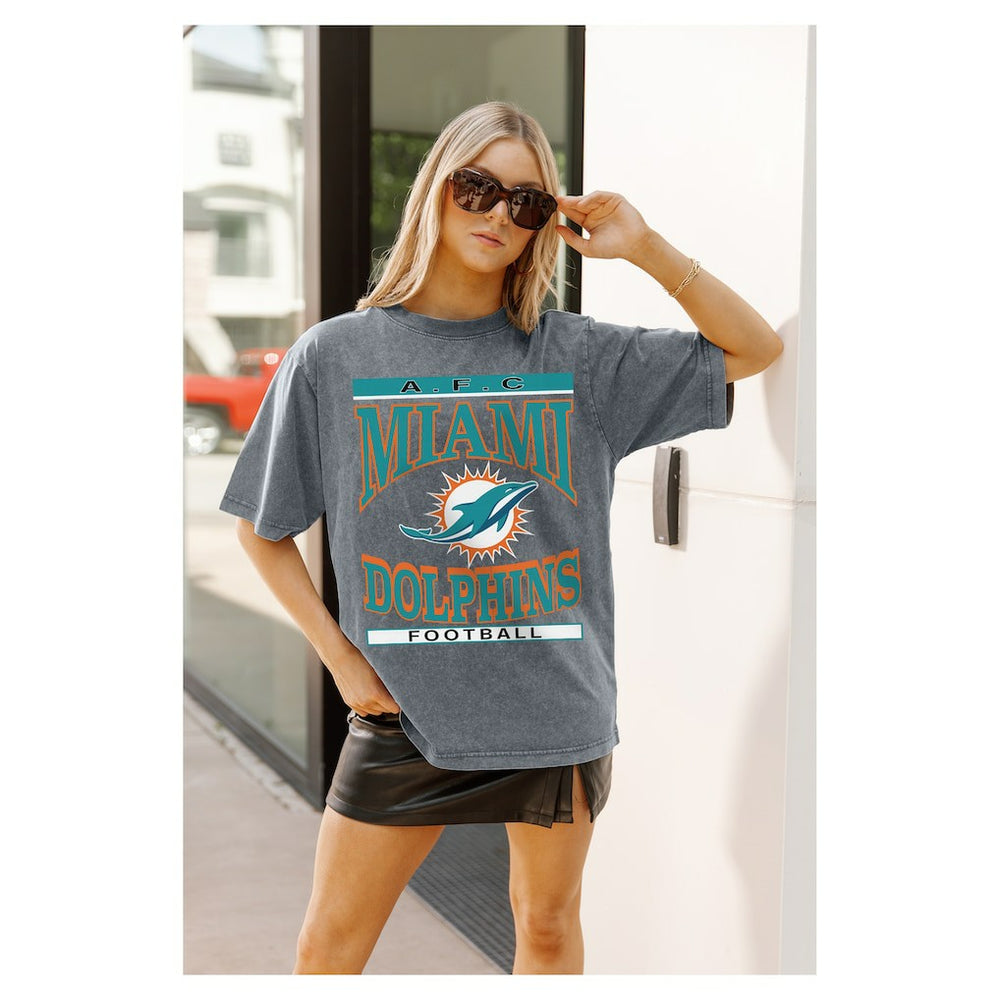 Miami Dolphins Gameday Couture Women's Oversized Classic Grind Washed T-Shirt | NFL Sale