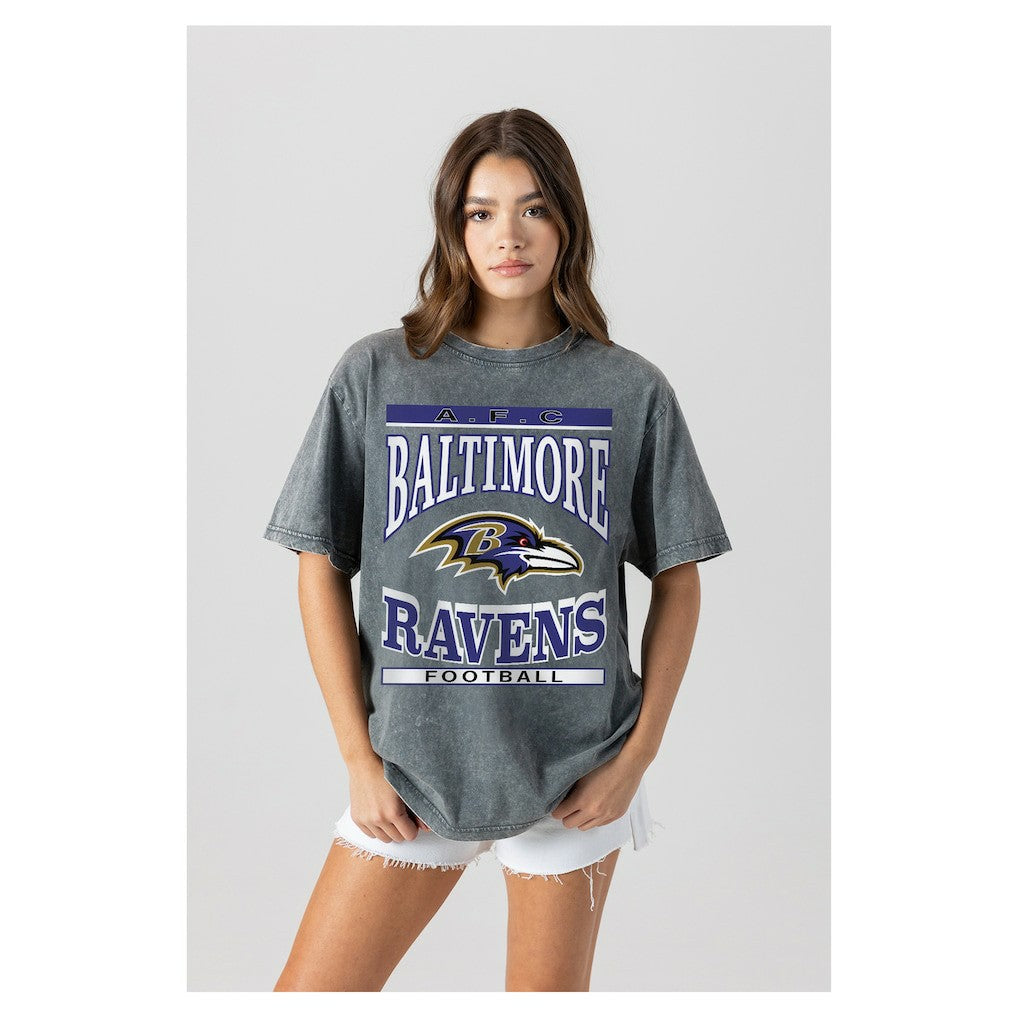 Baltimore Ravens Gameday Couture Women's Oversized Classic Grind Washed T-Shirt | NFL New