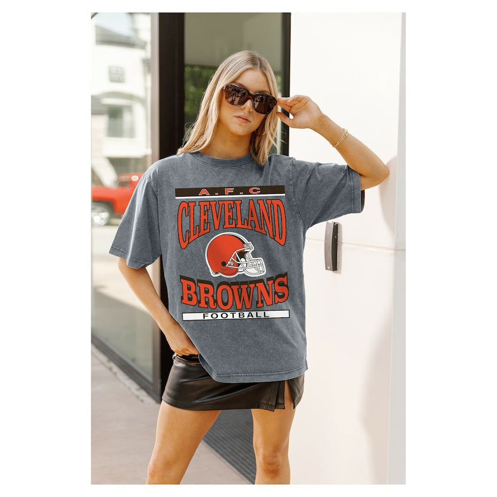 Cleveland Browns Gameday Couture Women's Oversized Classic Grind Washed T-Shirt | NFL Online