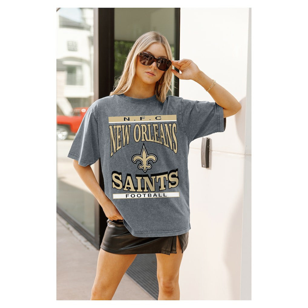 New Orleans Saints Gameday Couture Women's Oversized Classic Grind Washed T-Shirt | NFL Near me