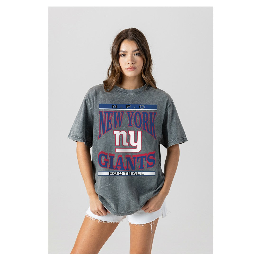 New York Giants Gameday Couture Women's Oversized Classic Grind Washed T-Shirt | NFL US
