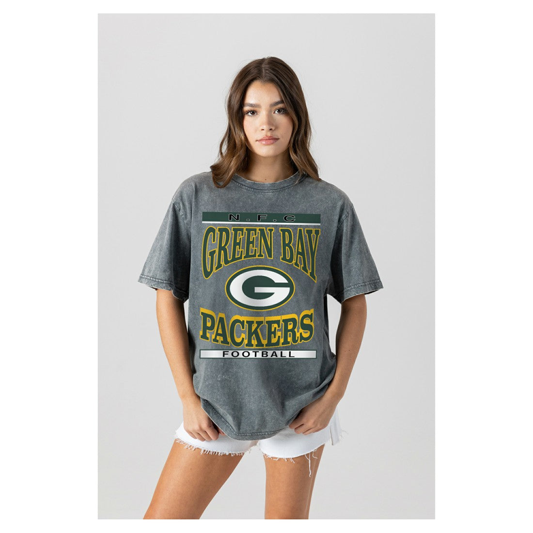Green Bay Packers Gameday Couture Women's Oversized Classic Grind Washed T-Shirt | NFL Hot