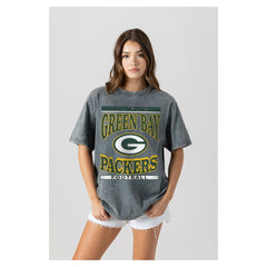 Green Bay Packers Gameday Couture Women's Oversized Classic Grind Washed T-Shirt | NFL Hot