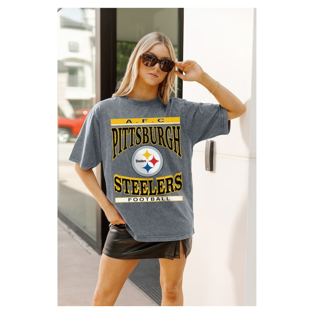 Pittsburgh Steelers Gameday Couture Women's Oversized Classic Grind Washed T-Shirt | NFL Online