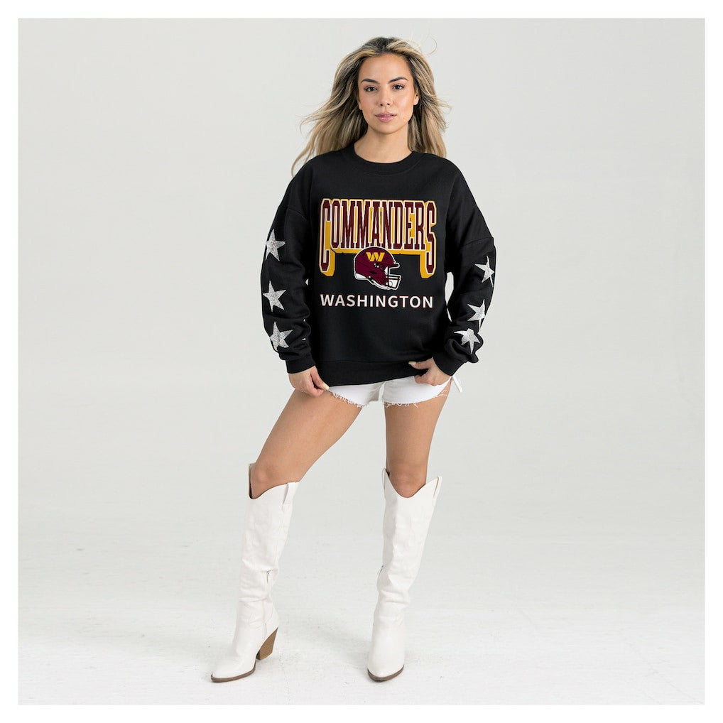 Washington Commanders Gameday Couture Women's Pure Victory Rhinestud Star-Sleeve Pullover Sweatshirt | NFL Hot