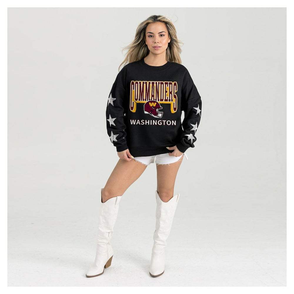 Washington Commanders Gameday Couture Women's Pure Victory Rhinestud Star-Sleeve Pullover Sweatshirt | NFL Hot