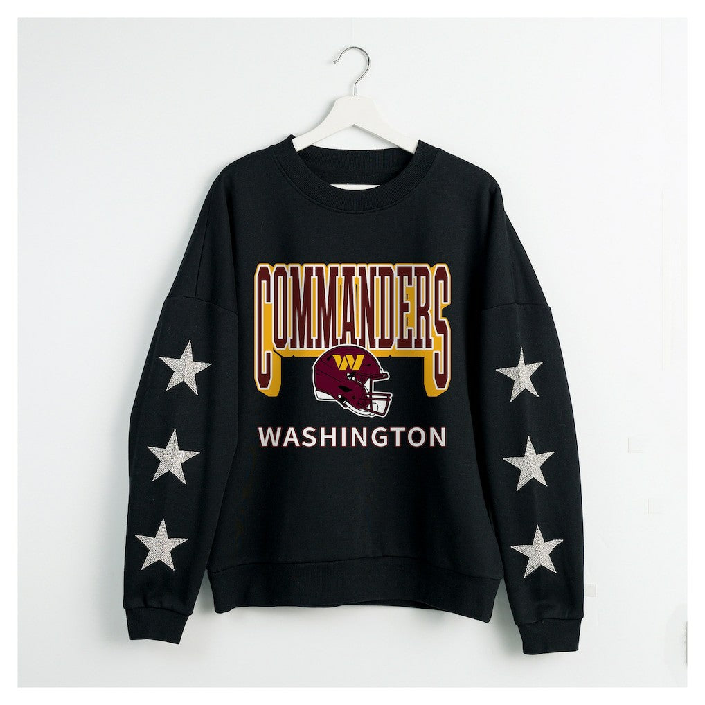 Washington Commanders Gameday Couture Women's Pure Victory Rhinestud Star-Sleeve Pullover Sweatshirt | NFL Hot