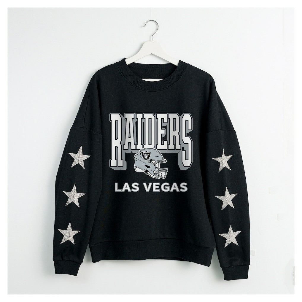 Las Vegas Raiders Gameday Couture Women's Pure Victory Rhinestud Star-Sleeve Pullover Sweatshirt | NFL On sale