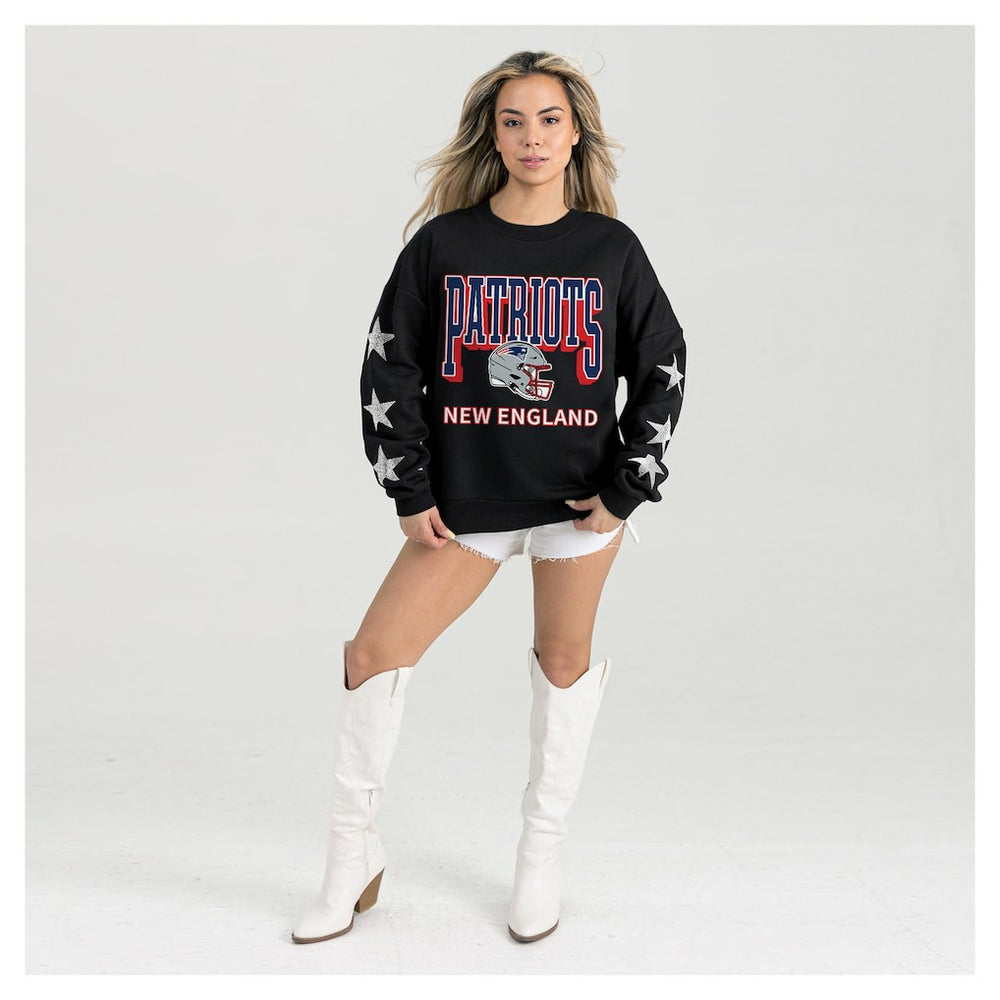 New England Patriots Gameday Couture Women's Pure Victory Rhinestud Star-Sleeve Pullover Sweatshirt | NFL Sale