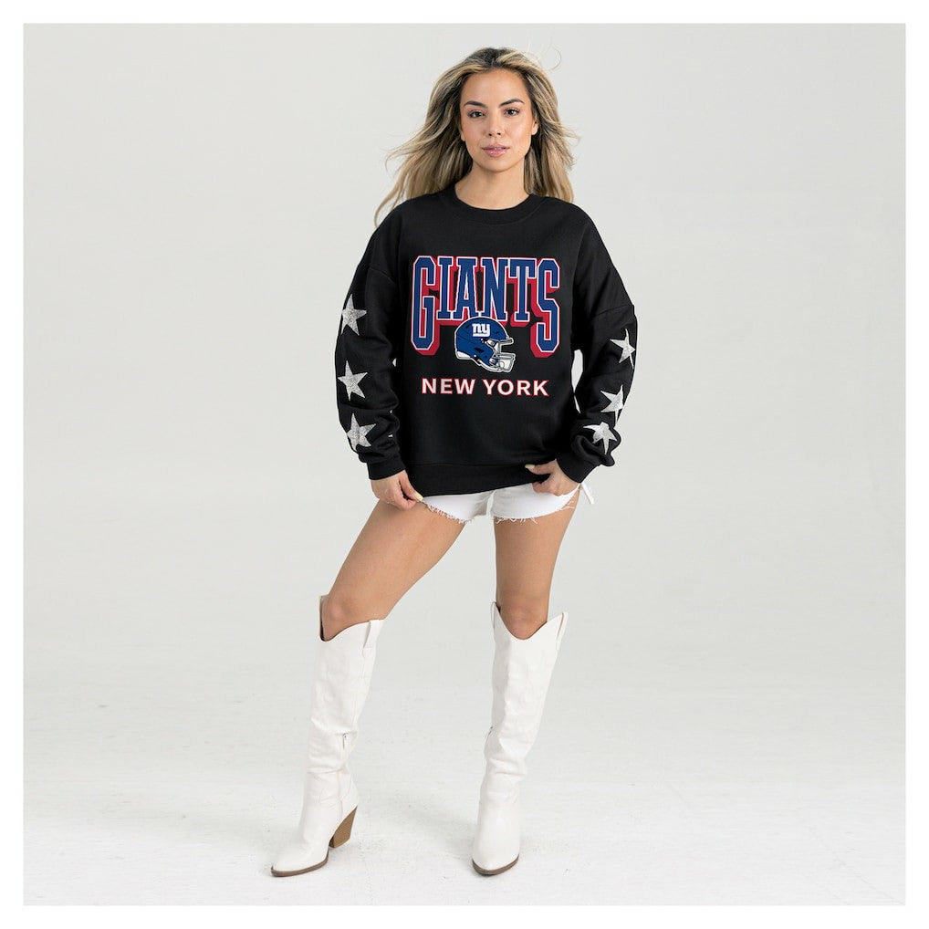 New York Giants Gameday Couture Women's Pure Victory Rhinestud Star-Sleeve Pullover Sweatshirt | NFL Near me